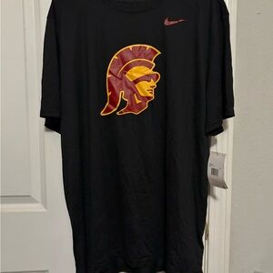 NWT Nike Black Dri-fit Tee with Maroon and Gold Trojan Graphic